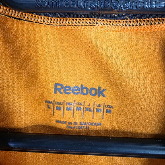 Womens Reebok Black & Orange Striped Performance Shirt 1/4 Zip Long Sleeve M - Picture 4 of 9